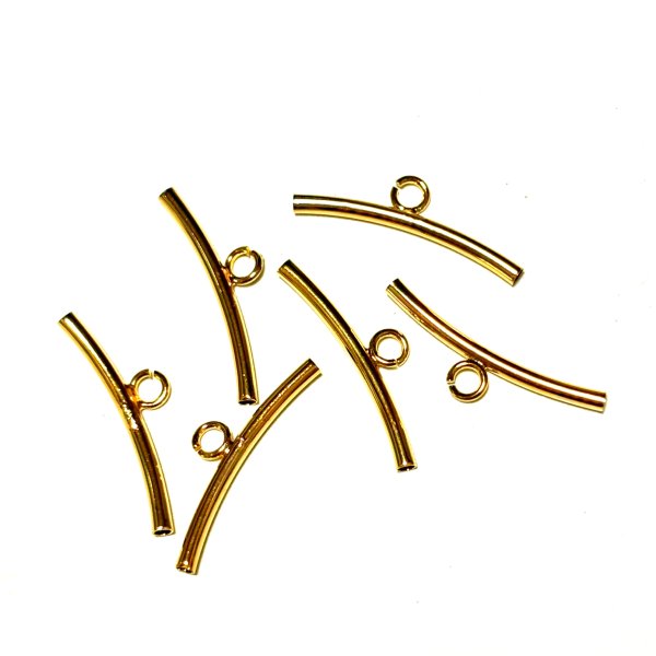 画像1: 金具　金色カン付き接続パイプ　10個160円 (1)