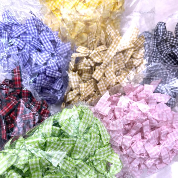 画像2: チェックリボンパーツ　10個 (2)