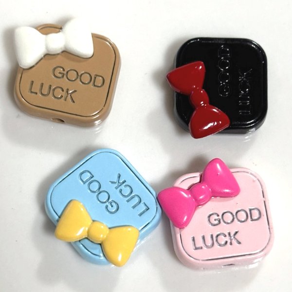 画像1: 合金ビーズ　good luckリボン　 2個 (1)