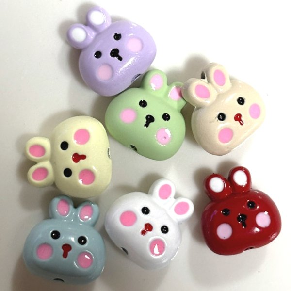 画像1: 合金ビーズ　ぷっくりうさぎface　2個 (1)