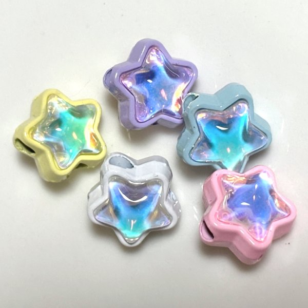 画像1: 合金ビーズ　4ホールぷっくり星 (1)