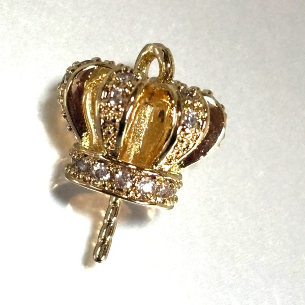 画像1: ヒートン　王冠A ゴールド　約11×15mm (1)