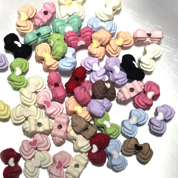 画像1: 合金ビーズ　miniマット重ねリボンmix 量り売り　約10個　 (1)