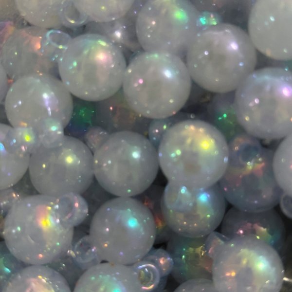 画像5: カン付きビーズ　ミルキーオーロラ14mm 量り売り約20個　34g (5)