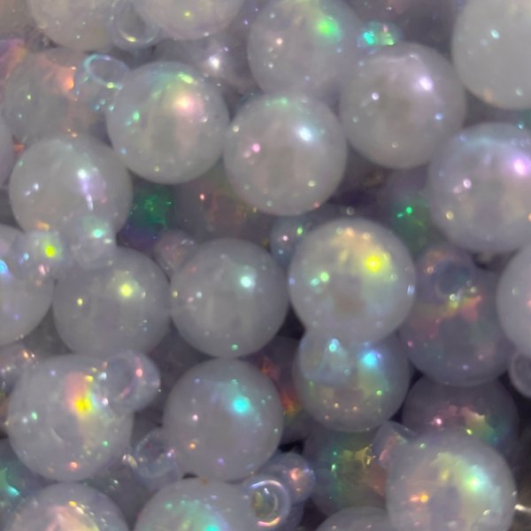 画像4: カン付きビーズ　ミルキーオーロラ14mm 量り売り約20個　34g (4)