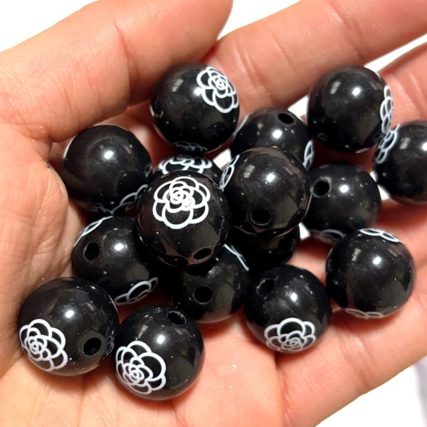 画像2: カメリアビーズ　ラウンド約16mm　ブラック (2)