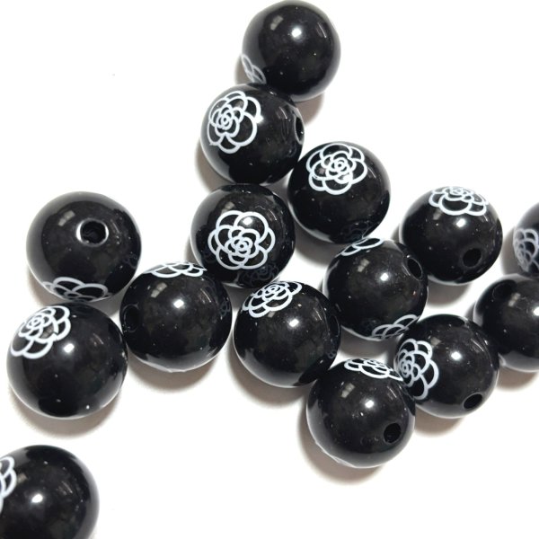 画像3: カメリアビーズ　ラウンド約16mm　ブラック (3)