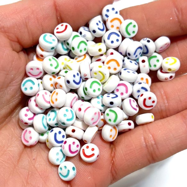 画像1: 刻印ビーズ　ニコちゃんホワイトmix　量り売り50g (1)