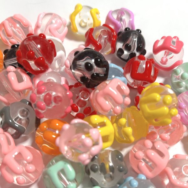 画像1: クリアペイントビーズmix よだれビーズ　約16〜17mm　量り売り約20個 (1)