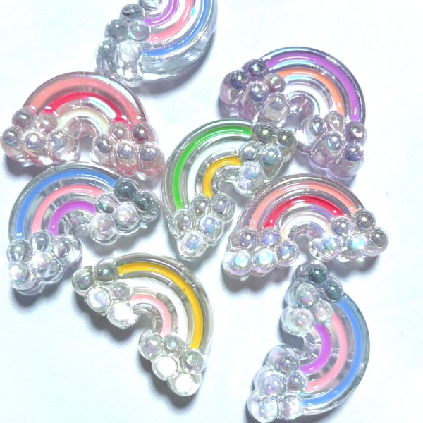 画像1: 虹オーロラクリアビーズmix　18×29mm　量り売り10個 (1)