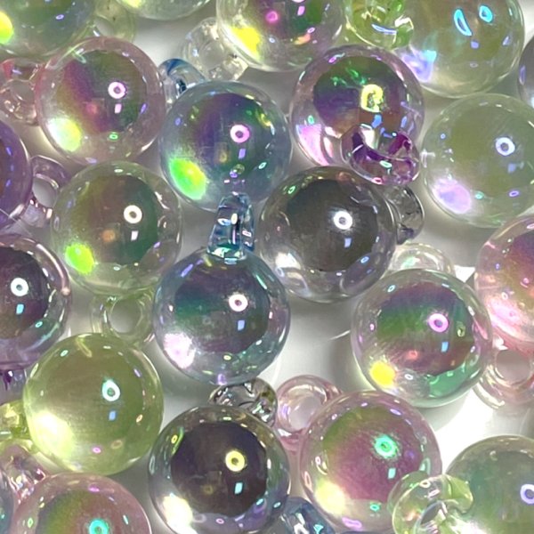 画像1: カン付きオーロラクリアビーズ約12mm カラーランダム　　量り売り約20個 (1)