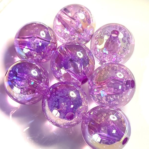 画像1: オーロラクリアバブルビーズ 約20mm 量り売り10個 (1)