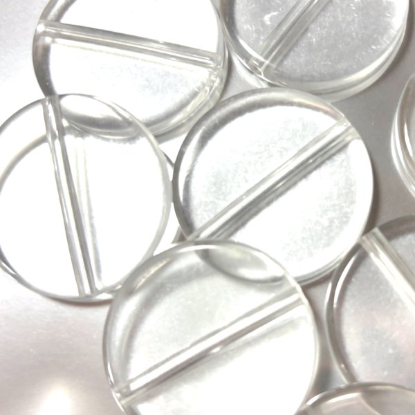 画像2: 大フラットラウンドクリアビーズ 量り売り5個 約31mm (2)