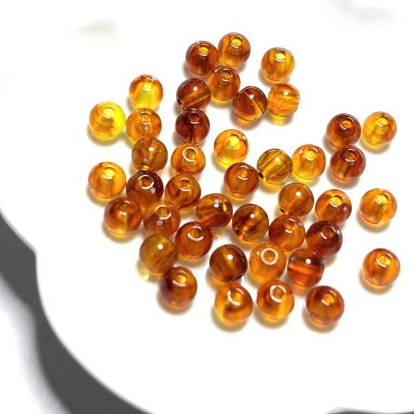 画像1: べっこう風ビーズ約6mm 量り売り約50個 (1)