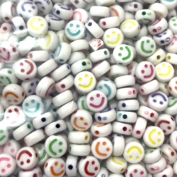 画像1: 刻印ビーズ　スマイル白ベースmix　量り売り40g (1)