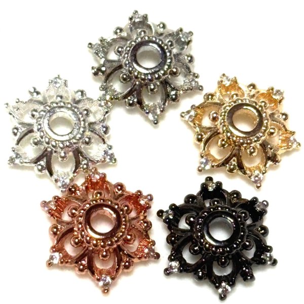 画像1: ビーズキャップ合金F 中サイズ 約12mm　4個 (1)