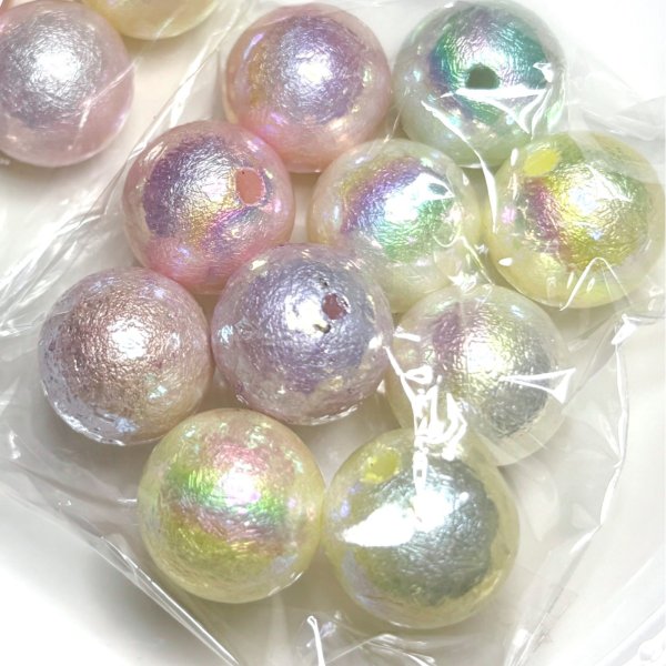 画像1: コットンパールビーズ　色ランダム　約16mm　量り売り10個 (1)