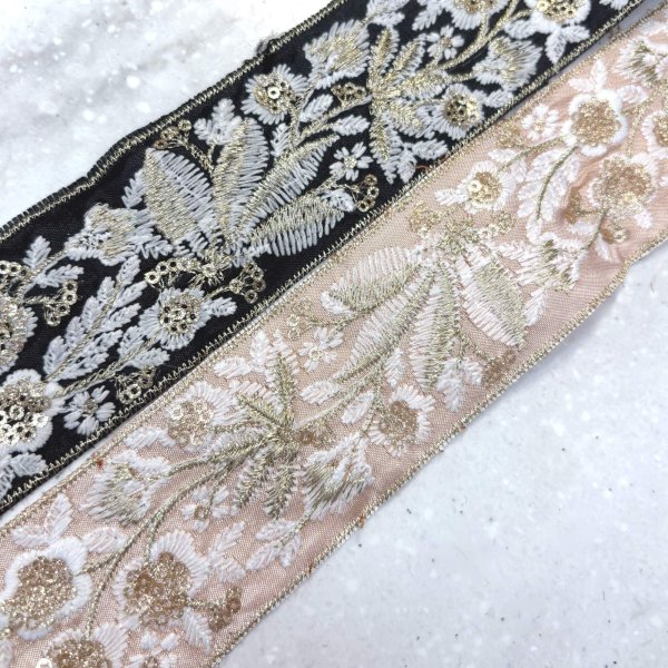 画像1: インド刺繍リボンB　幅45mm　約90cm (1)